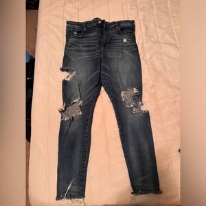 American Eagle Blue Skinny Distressed Jeans